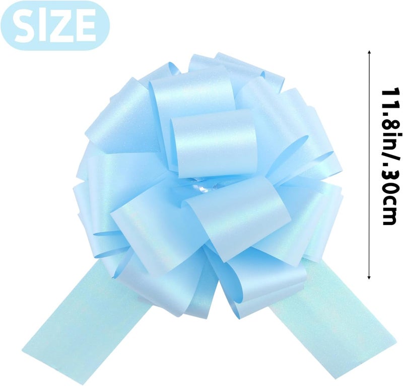 HCHENBOW 12" Large Blue Bow,2pcs Glitter Big Gift Bow for Bike Bow for Present Bow for Large appliances,Bikes,Table Decorations and Party Events Decoration (Light Blue) - Image 4